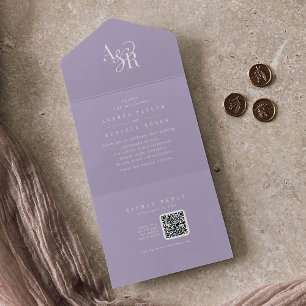 ANDREA QR Code Lavender Simple Minimal Wedding All In One Invitation