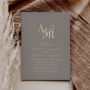 ANDREA Rustic Taupe Gold Foil Elegant Wedding