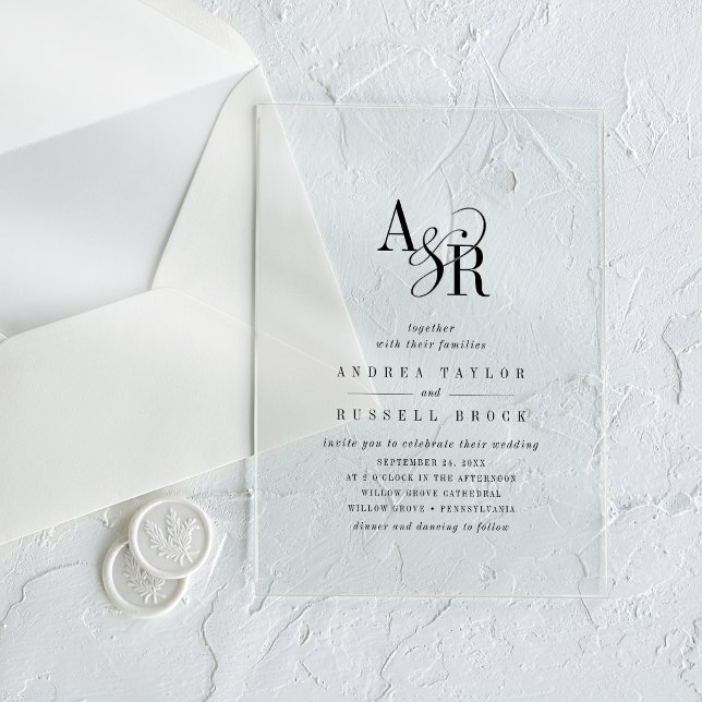 ANDREA Simple Modern Minimalist Classic Wedding Acrylic Invitations (ANDREA Simple Modern Minimalist Classic Wedding Acrylic Invitations)