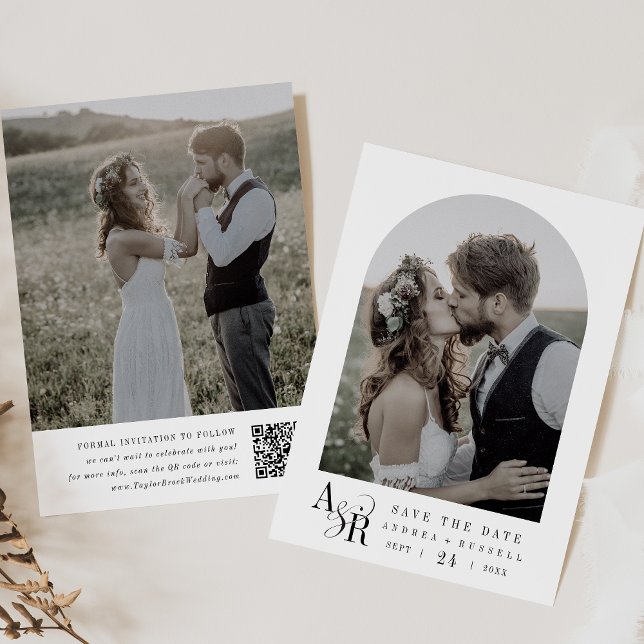 ANDREA Simple Modern Minimalist Monogram Wedding Save The Date (ANDREA Simple Modern Minimalist Monogram Wedding Save The Date)