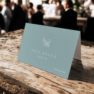 ANDREA Teal Blue Minimal Wedding Place Cards