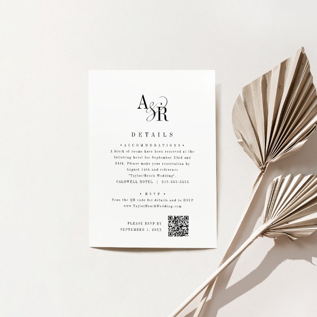 ANDREA Unique Classic Minimalist Wedding Details Enclosure Card (ANDREA Unique Classic Minimalist Wedding Details Enclosure Card)