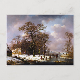 Andreas Schelfhout Winter Landscape Postcard