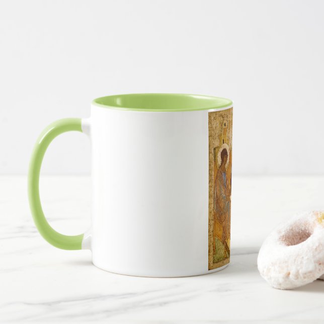 Andrei Rublev Holy Trinity Icon Orthodox religion Mug (With Donut)