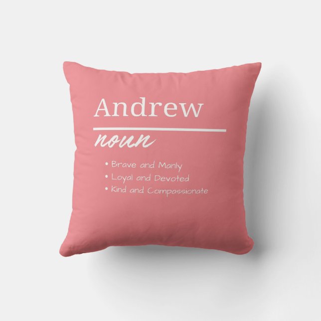 Andrew, Boy Personalised Name Definition Cushion (Back)