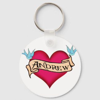 Andrew - Custom Heart Tattoo T-shirts & Gifts Key Ring