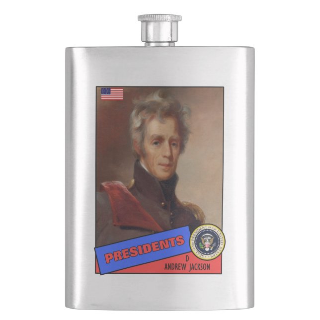 Andrew Jackson Baseball Card Hip Flask (Front)