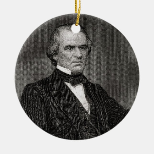 Andrew Johnson, engraved from a photograph by Thom Ceramic Tree Decoration (Front)
