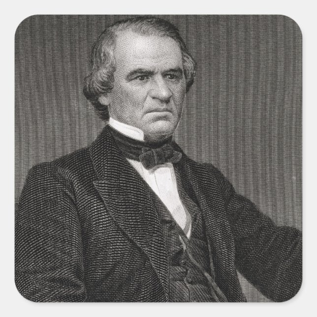 Andrew Johnson, engraved from a photograph by Thom Square Sticker (Front)