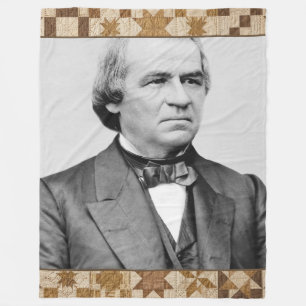 Andrew Johnson — Vintage Presidential Quilt Blanke Fleece Blanket