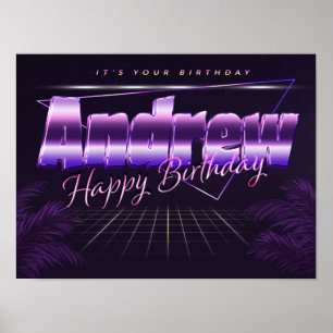 Andrew Name Vorname lila retro Poster Geburtstag