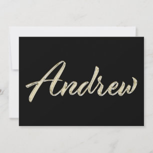 Andrew Name white gold Handwriting Card