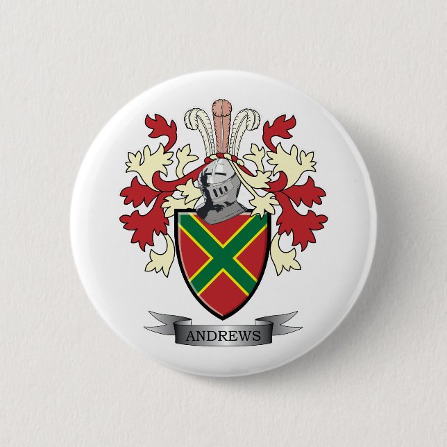 Andrews Family Crest Coat of Arms 6 Cm Round Badge (Front)