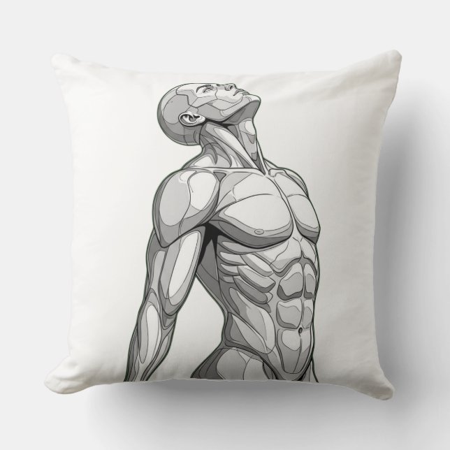Android Anatomy: Cyborg Throw Pillow (Front)