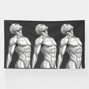 Android Anatomy: Triple Cyborg Futuristic Banner