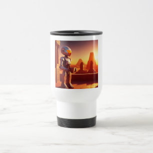 Android Drinking Coffee Looking At Pyramids Travel Mug