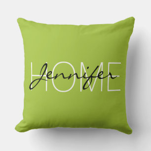 Android green colour home monogram cushion