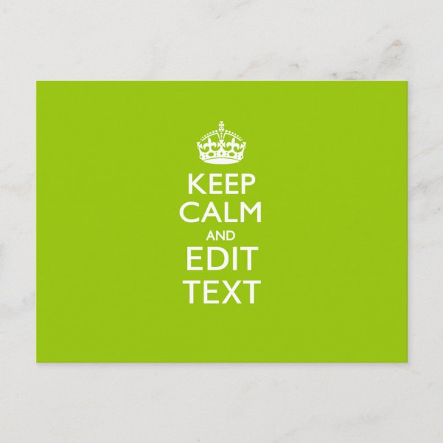Android Green Decor Keep Calm And Your Text Postcard (Front)