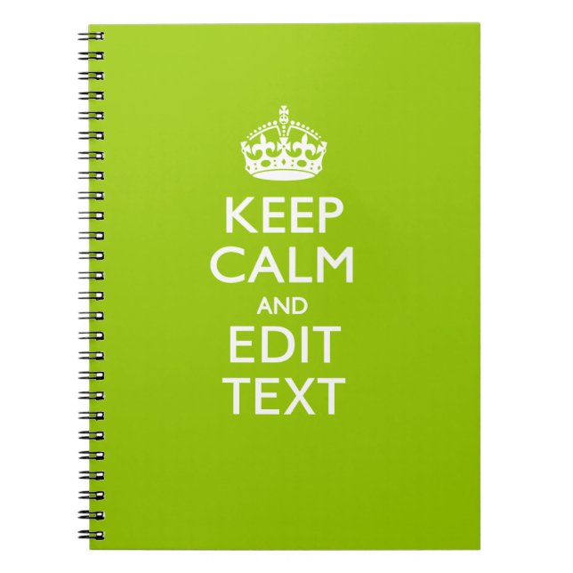 Android Green Keep Calm Have Your Text Spiral Notebook (Front)