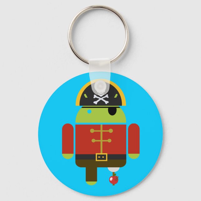 Android Pirate crushing an apple Key Ring (Front)