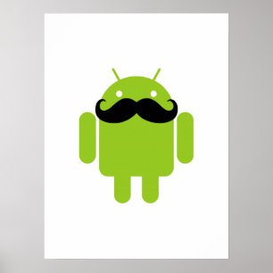 Android Robot Black Moustache Graphic Poster