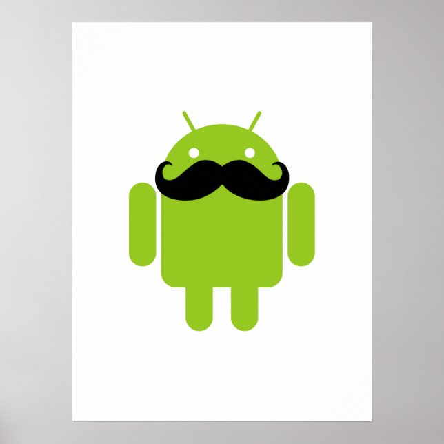Android Robot Black Moustache Graphic Poster (Front)