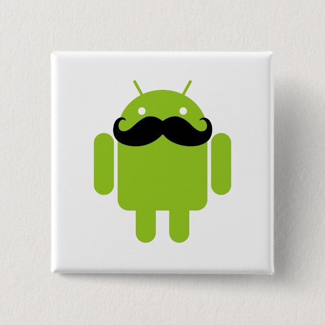 Android Robot Icon Moustache 15 Cm Square Badge (Front)