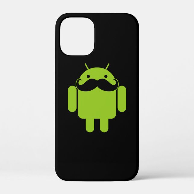 Android Robot Icon Moustache on Black Case-Mate iPhone Case (Back)