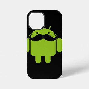 Android Robot Icon Moustache on Black iPhone 12 Mini Case