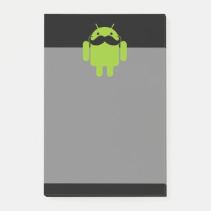 Android Robot Icon Moustache on Black Post-it Notes