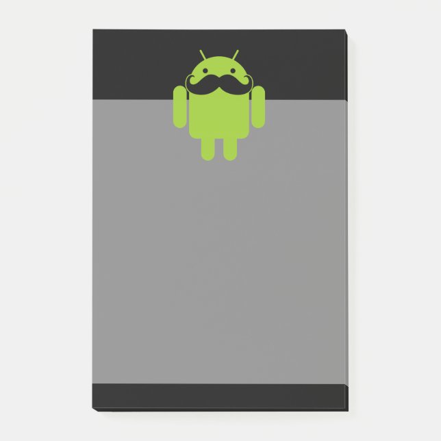 Android Robot Icon Moustache on Black Post-it Notes (Front)