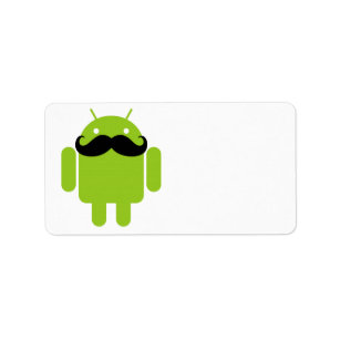 Android Robot Moustache Label