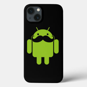 Android Robot Moustache on Black iPhone 13 Case