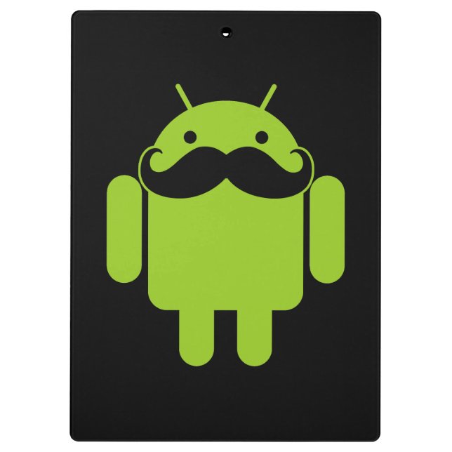 Android Robot Moustache on Black Clipboard (Back)