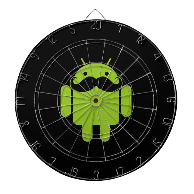 Android Robot Moustache on Black Dartboard (Front)