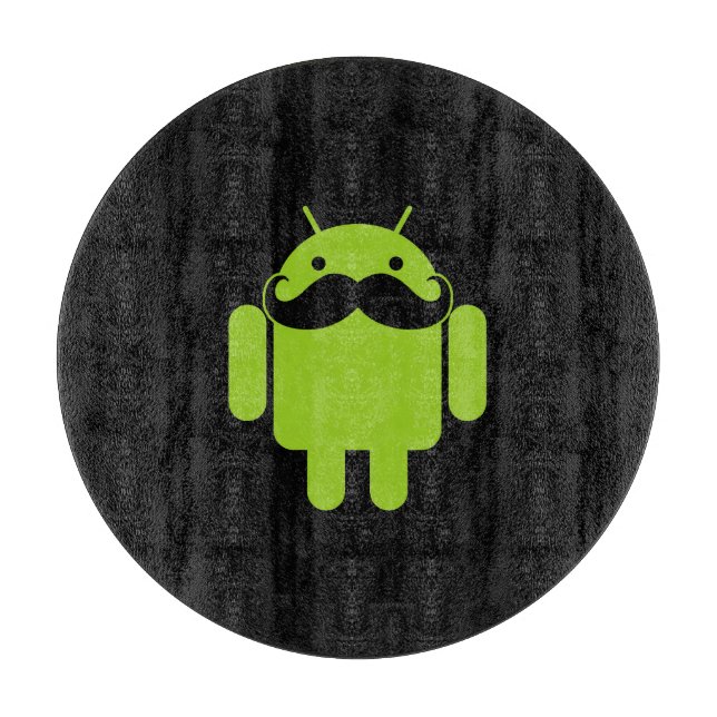 Android Robot Moustache Style on Black Cutting Board (Front)