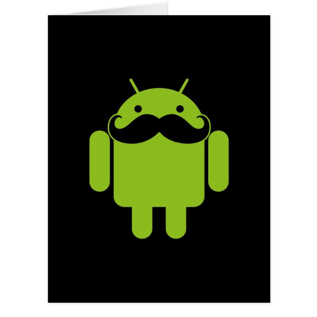 Android Robot Mustache Style on Black (Front)