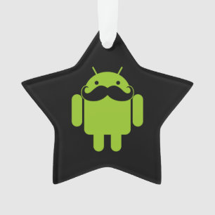 Android Robot Mustache Style on Black Ornament