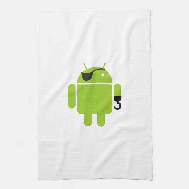 Android Robot Pirate Style Tea Towel (Vertical)