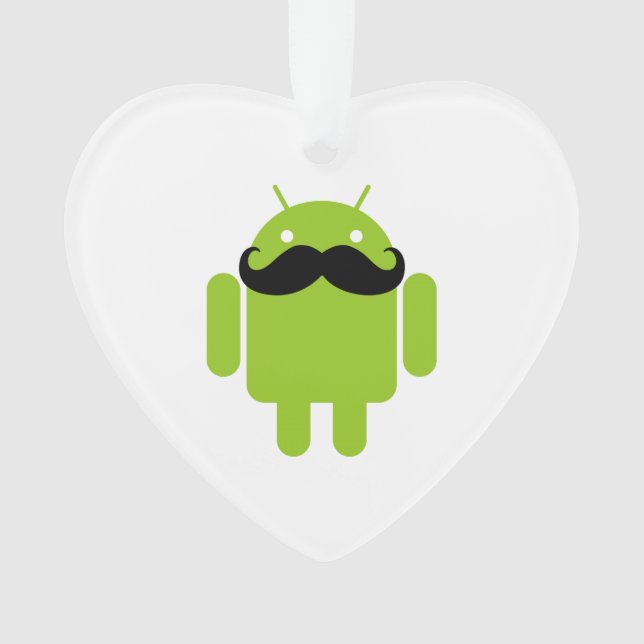 Android Robot Whimsical Moustache Style Ornament (Front)