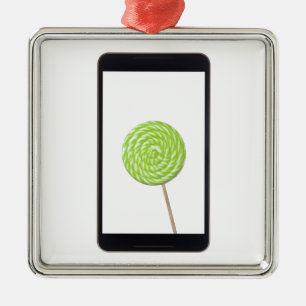 Android tablet with lollipop metal tree decoration