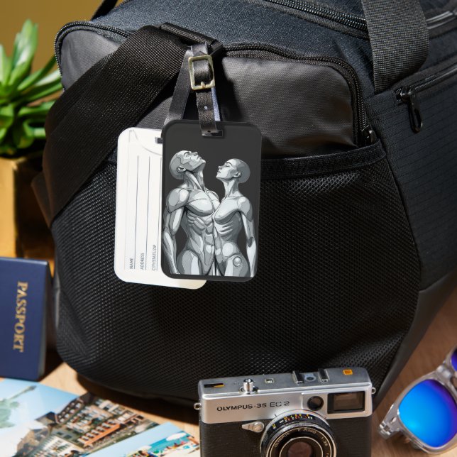 Android Union:Cyborg Couple Futuristic Luggage Tag (Front & Back)