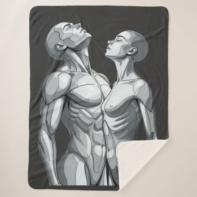 Android Union: Cyborg Couple Sherpa Blanket (Front)