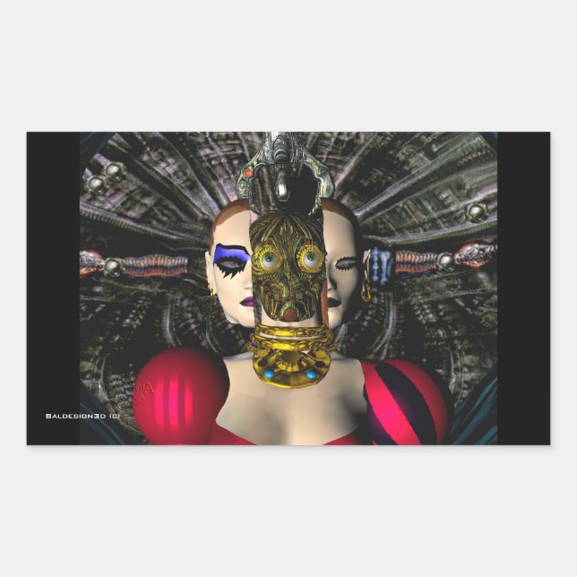 ANDROID XENIA SPACESHIP PILOT,Science Fiction Rectangular Sticker (Front)