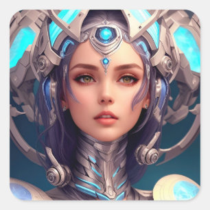 Andromeda Cyborg Square Sticker
