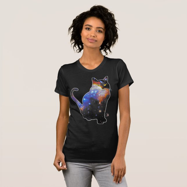 Andromeda Space In Cat T-Shirt (Front Full)