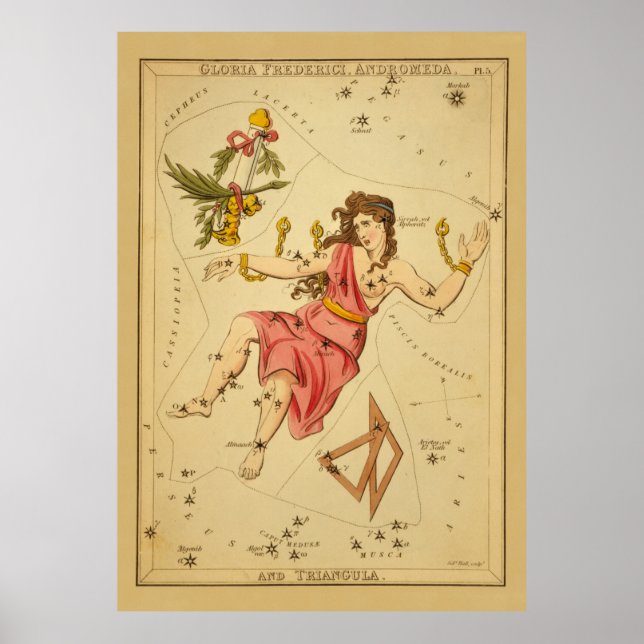 Andromeda - Vintage Astronomical Star Chart Image (Front)