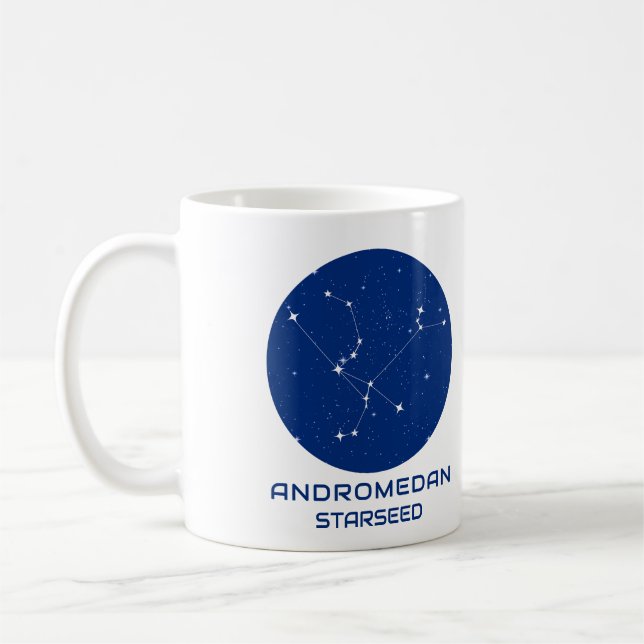 Andromedan Starseed Mug – Blue & White Design (Left)