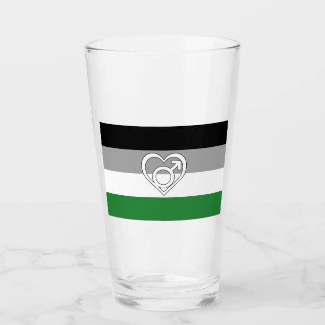 Androphilia Pride Flag and Symbol Glass (Front)