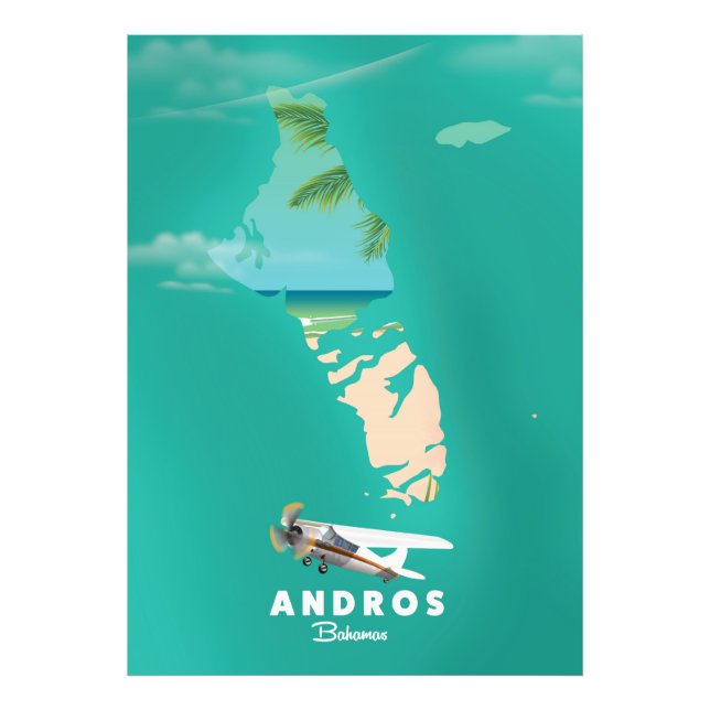 Andros Bahamas Vacation map. Photo Print (Front)